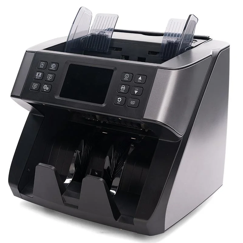 Portable Top Loading Bank Note Professional Two Pocket Bill Multi Banknote Sorter Money Counter