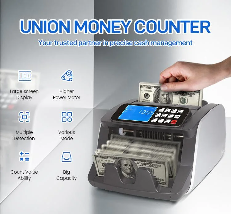Union C09 Cheap UV&Mg Currencies Fake Money Detector Banknote Sorter Banknote Counting Machine Bill Counter