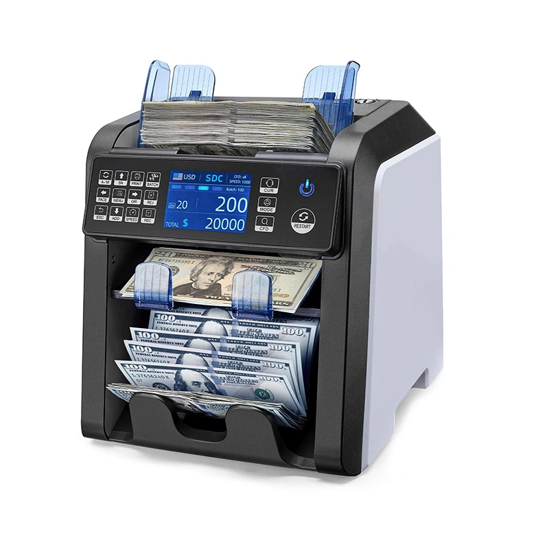 Al-950 2 Pockets Multi Currency Mix Banknote Money Counter and Sorter Bill Counter Professional Bill Sorter Machine