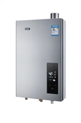ATM Home Equipment Chauffe-eau à gaz série à condensation avec panneau de couverture argenté/gris